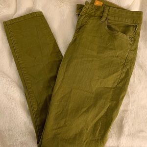 Olive green jeans by Pilcro & the letterpress